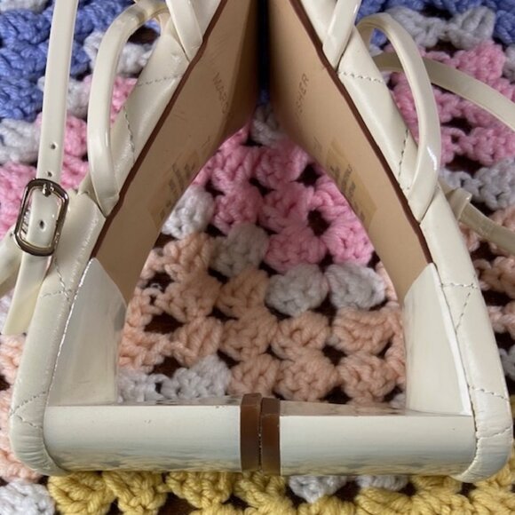 Marc Fisher Cream Off White Quilted Strappy Sandals Heels Hamora 7 M Square Toe - Picture 10 of 11